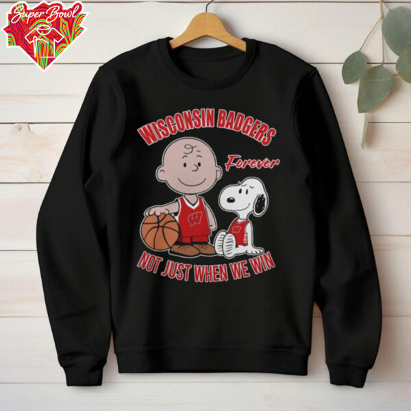 Badgers Shop Charlie Brown And Snoopy Wisconsin Badgers Forever Not Just When We Win Shirt
