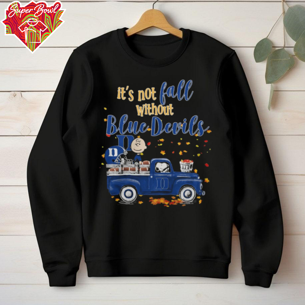 Charlie Brown And Snoopy Driving Truck It’s Not Fall With Out Duke Blue Devils Tee Charlie Brown And Snoopy Driving Truck It’s Not Fall With Out Duke Blue Devils Tee