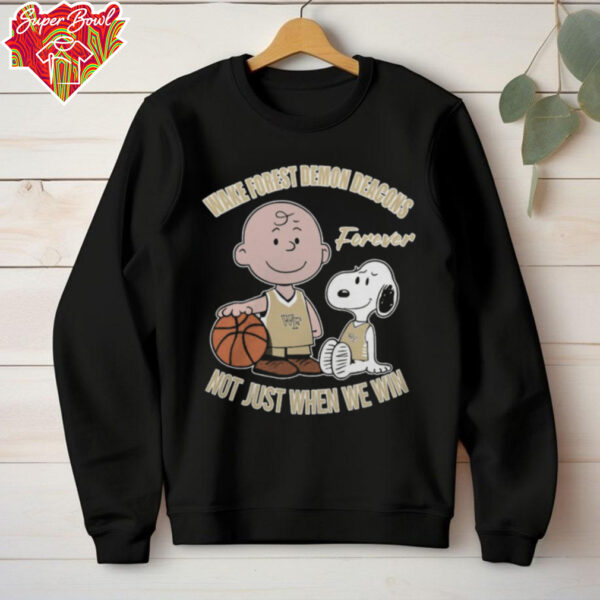 Charlie Brown And Snoopy Wake Forest Demon Deacons Forever Not Just When We Win Shirt