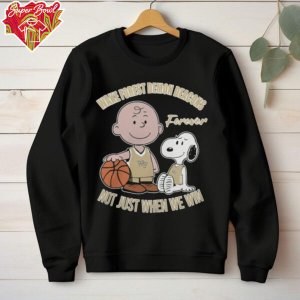Charlie Brown And Snoopy Wake Forest Demon Deacons Forever Not Just When We Win Shirt