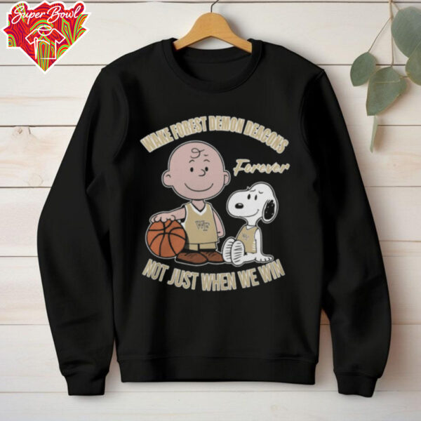 Charlie Brown And Snoopy Wake Forest Demon Deacons Forever Not Just When We Win Shirt