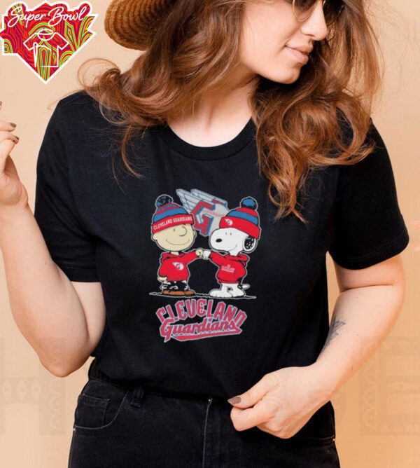 Charlie Brown fist bump Snoopy x Cleveland Guardians shirt