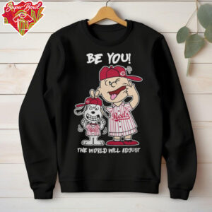 Cincinnati Reds Charlie Brown And Snoopy Be You The World Will Adjust T Shirt