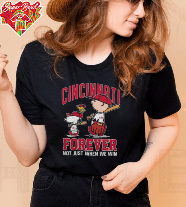 Cincinnati Reds x Snoopy x Charlie Brown Forever Not Just When We Win Logo Shirt