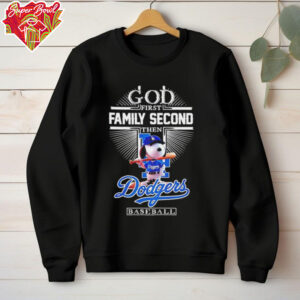 God first family second the Los Angeles Dodgers Snoopy shirt