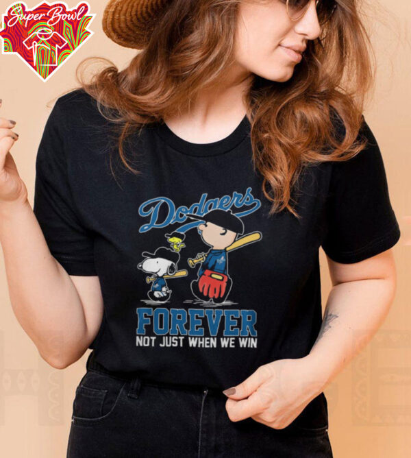 Los Angeles Dodgers x Snoopy x Charlie Brown Forever Not Just When We Win Logo Shirt