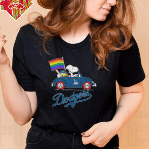 Los Angeles Dodgers x Snoopy x Woodstock Driving Car Pride Flag Tee