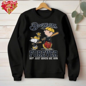 Milwaukee Brewers x Snoopy x Charlie Brown Forever Not Just When We Win Logo Shirt