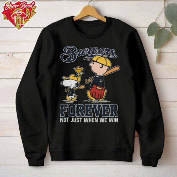Milwaukee Brewers x Snoopy x Charlie Brown Forever Not Just When We Win Logo Shirt
