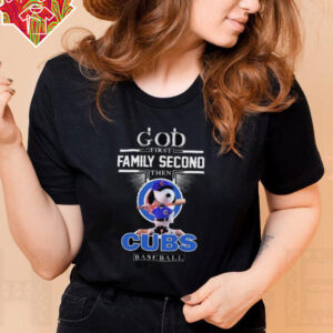 Official God First Family Second Then Chicago Cubs Baseball X Snoopy Tee Shirt Sweatshirt