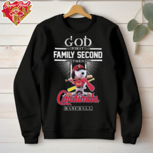 Official God First Family Second Then St Louis Cardinals Baseball X Snoopy Tee Shirt Sweatshirt