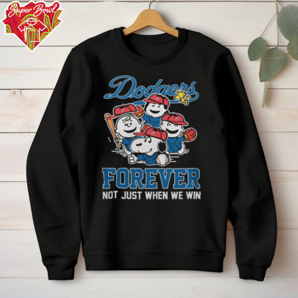 Official Los Angeles Dodgers Forever Not Just When We Win Snoopy Charlie Brown Logo Hoodie