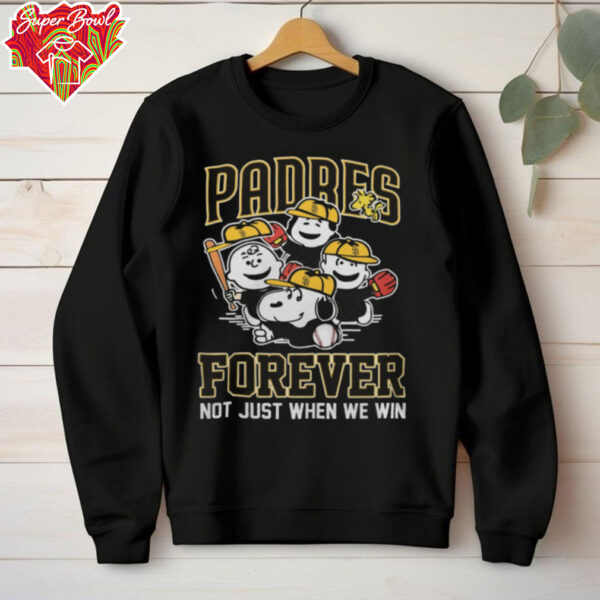 Official San Diego Padres Forever Not Just When We Win Snoopy Charlie Brown Logo Hoodie