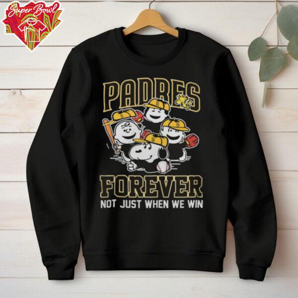 Official San Diego Padres Forever Not Just When We Win Snoopy Charlie Brown Logo Hoodie