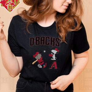 Peanuts Charlie Brown And Snoopy Playing Baseball Arizona Diamondbacks T Shirt