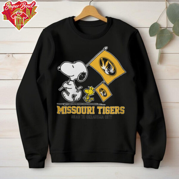 Peanuts Snoopy And Woodstock Missouri Tigers Road To Oklahoma City Shirt Black