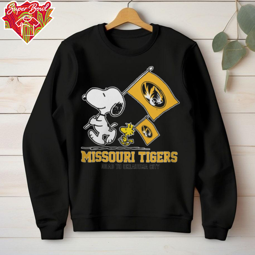 Peanuts Snoopy And Woodstock Missouri Tigers Road To Oklahoma City Shirt Black Peanuts Snoopy And Woodstock Missouri Tigers Road To Oklahoma City Shirt Black