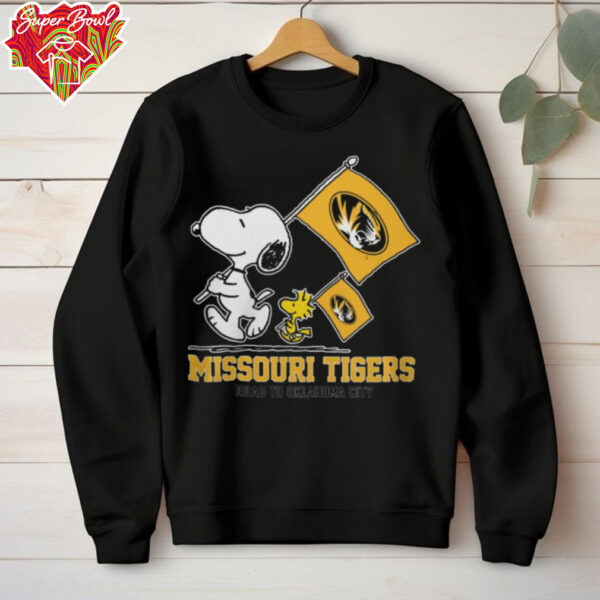 Peanuts Snoopy And Woodstock Missouri Tigers Road To Oklahoma City Shirt Black