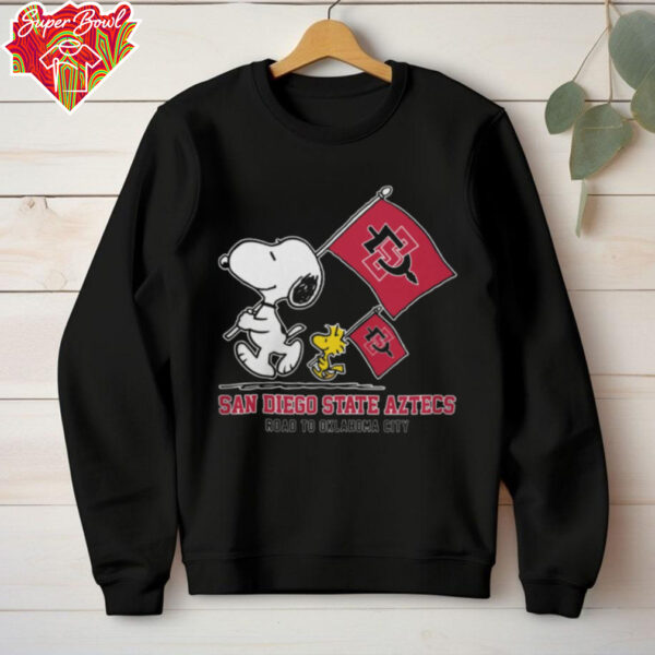 Peanuts Snoopy And Woodstock San Diego State Aztecs Road To Oklahoma City Shirt Black
