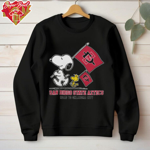 Peanuts Snoopy And Woodstock San Diego State Aztecs Road To Oklahoma City Shirt Black