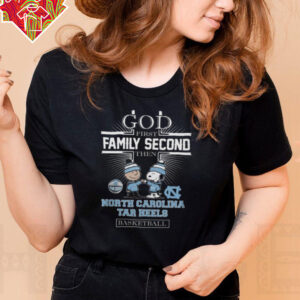 Peanuts Snoopy God First Family Second Then North Carolina Tar Heels Basketball T Shirt Black