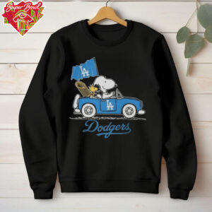 Peanuts Snoopy Los Angeles Dodgers On Car Shirt