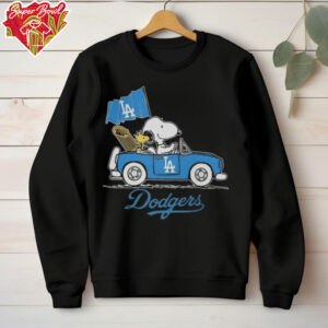 Peanuts Snoopy Los Angeles Dodgers On Car Shirt