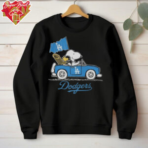 Peanuts Snoopy Los Angeles Dodgers On Car Shirt