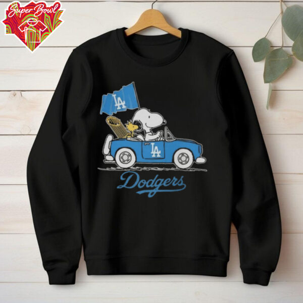 Peanuts Snoopy Los Angeles Dodgers On Car Shirt