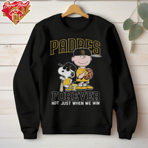 Peanuts Snoopy x Charlie Brown x Woodstock San Diego Padres Forever Not Just When We Win Tee Shirt