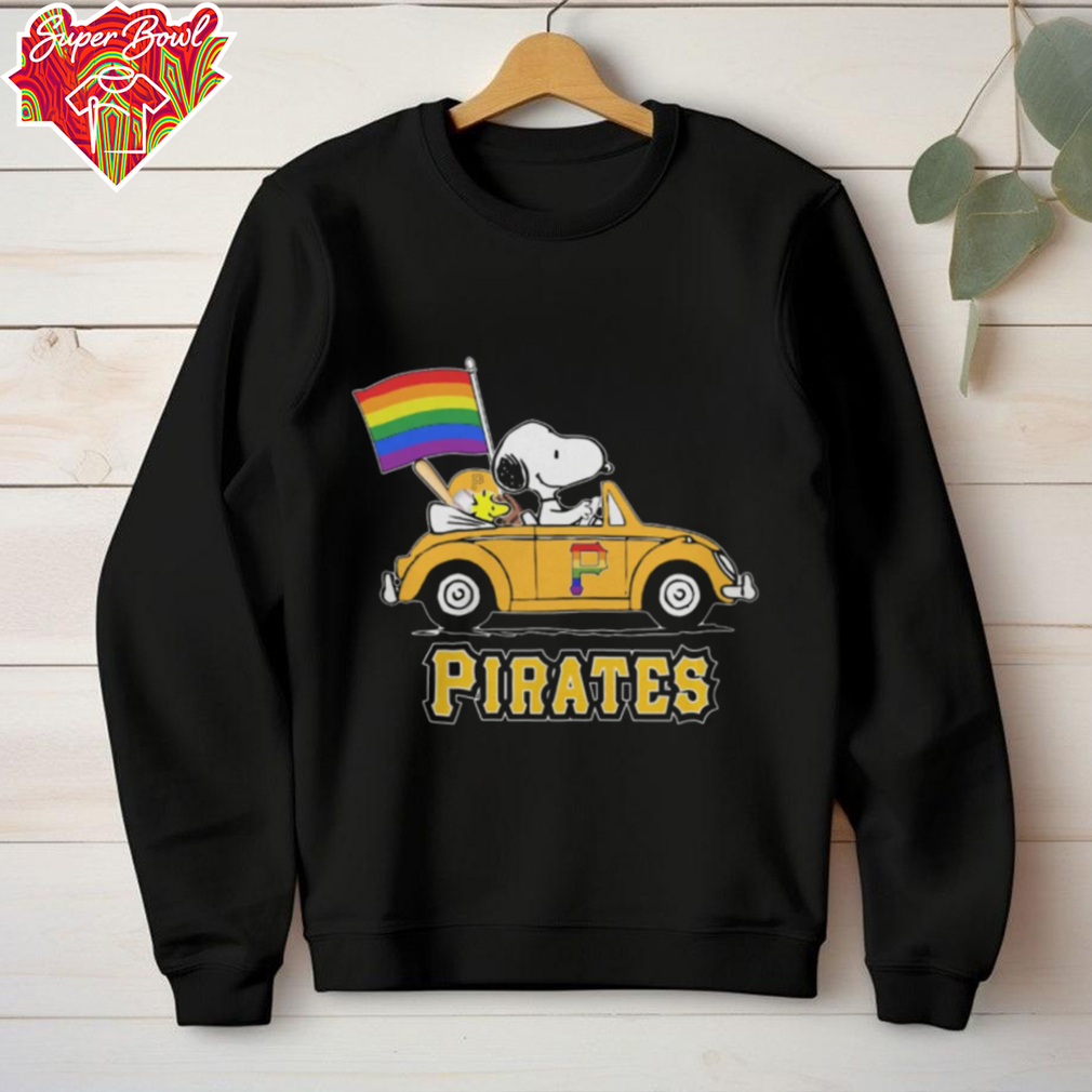 Pittsburgh Pirates Snoopy And Woodstock Driving Car Pride Flag Shirt Pittsburgh Pirates Snoopy And Woodstock Driving Car Pride Flag Shirt