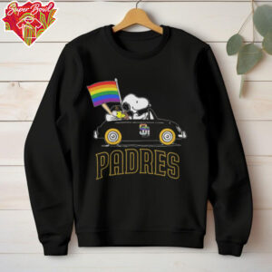 San Diego Padres Snoopy And Woodstock Driving Car Pride Flag Shirt