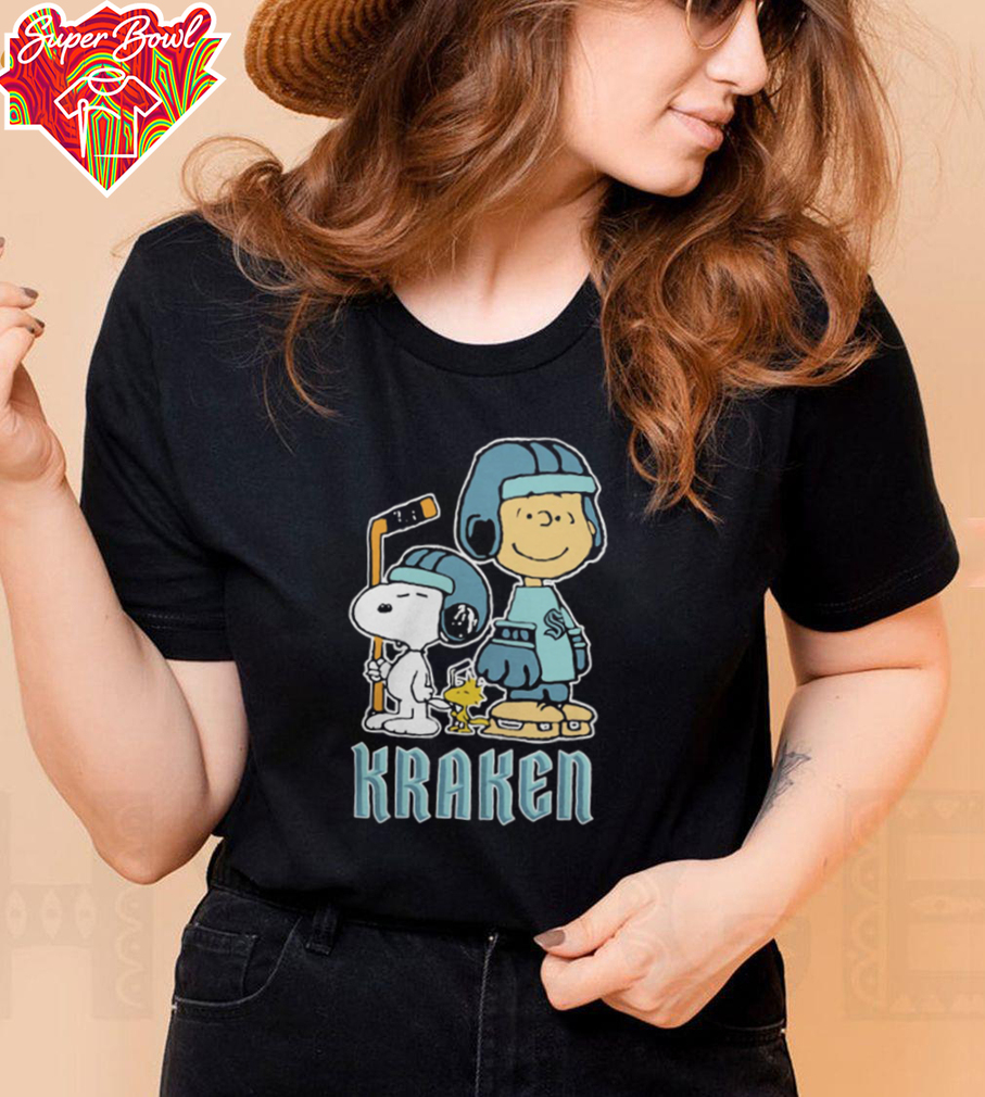 Seattle Kraken NHL Charlie Brown Snoopy And Woodstock Logo Shirt Seattle Kraken NHL Charlie Brown Snoopy And Woodstock Logo Shirt
