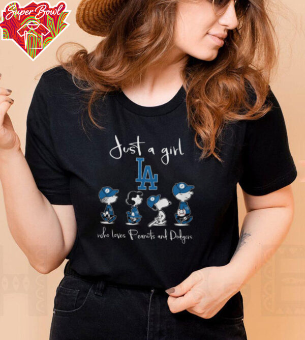 Snoopy And Friends Abbey Just A Girl Who Loves Peanuts And Dodgers 2024 Tee