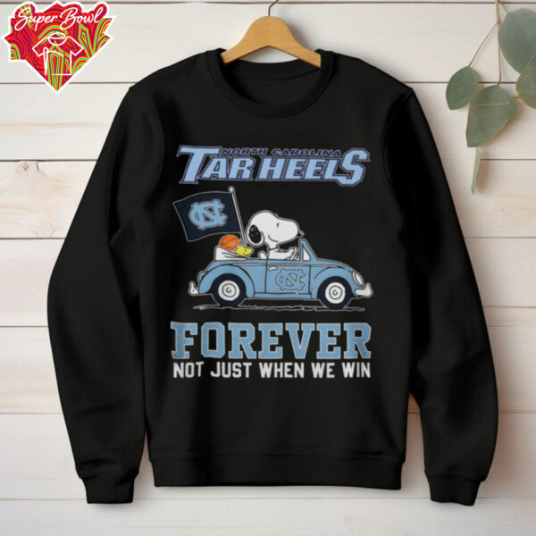 Snoopy And Woodstock Drive Car Unc Tar Heels Basketball Forever Not Just When We Win Tee Shirt