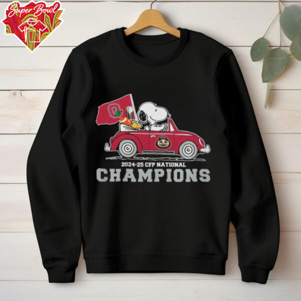 Snoopy And Woodstock Driving Car Ohio State Buckeyes 2024 25 Cfp National Champions Snoopy Shirt