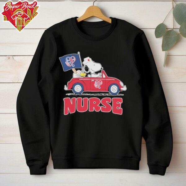 Snoopy And Woodstock Nurse Heartbeat X Boston Red Sox Drive Car Shirt