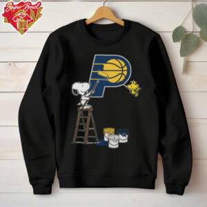 Snoopy And Woodstock Paint Indiana Pacers NBA Logo Tee Shirt
