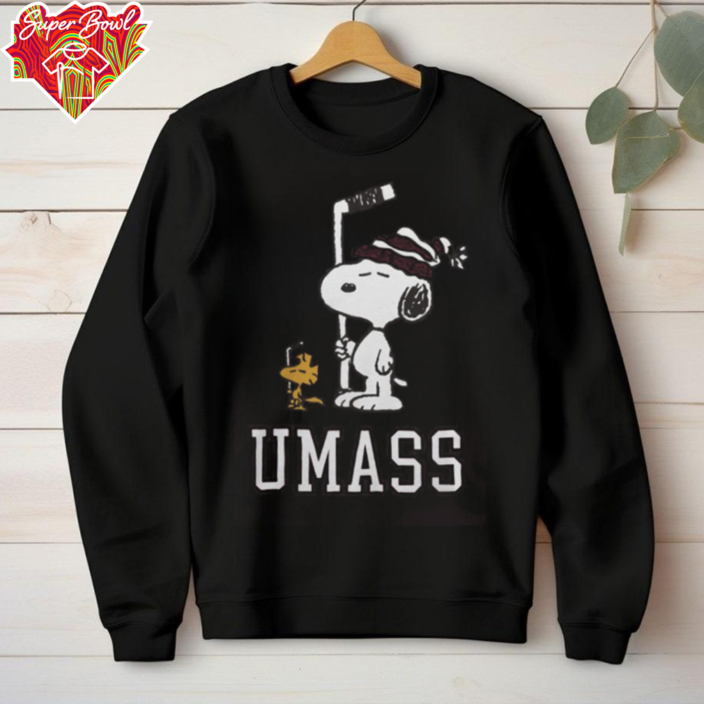 Snoopy And Woodstock Peanuts X Umass Hockey Anthem Painting Shirt Snoopy And Woodstock Peanuts X Umass Hockey Anthem Painting Shirt