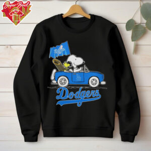 Snoopy And Woodstock Riding Car Los Angeles Dodgers 2023 Shirts