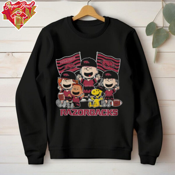 Snoopy Charlie Brown And Friends Arkansas Razorbacks Flags T Shirt