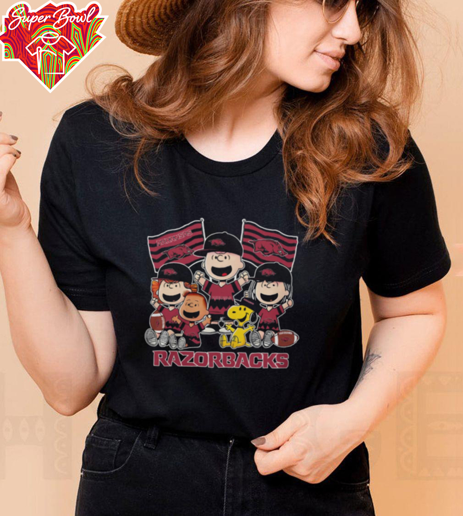 Snoopy Charlie Brown And Friends Arkansas Razorbacks Flags T Shirt Snoopy Charlie Brown And Friends Arkansas Razorbacks Flags T Shirt