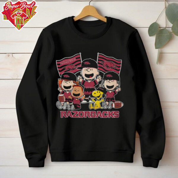 Snoopy Charlie Brown And Friends Arkansas Razorbacks Flags T Shirt