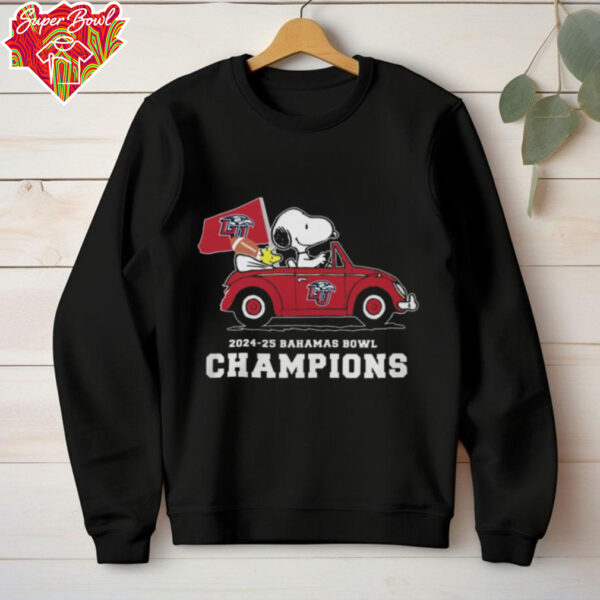 Snoopy Driving Car Liberty Flames 2024 25 Bahamas Bowl Champions Shirt