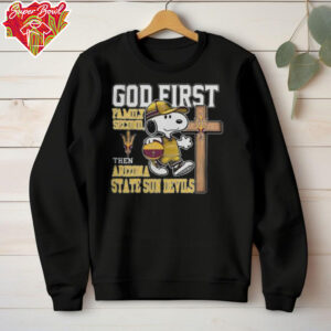 Snoopy God First, Family Second, Then Arizona State Sun Devils T Shirt
