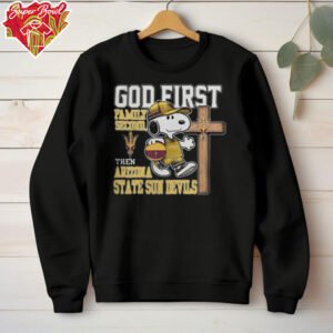 Snoopy God First, Family Second, Then Arizona State Sun Devils T Shirt