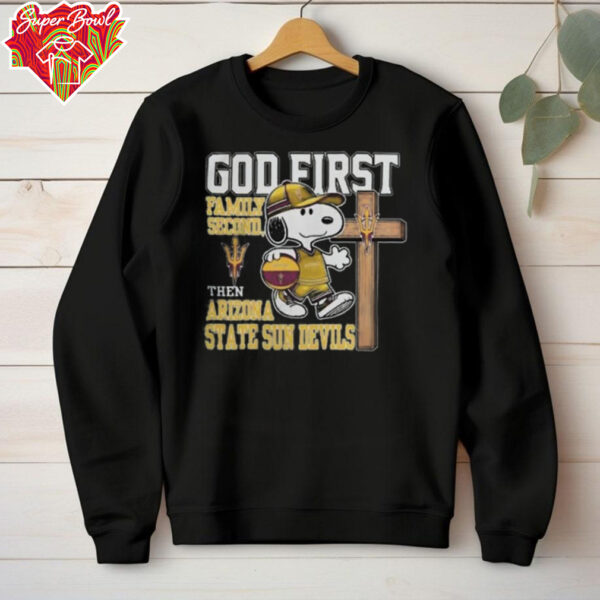 Snoopy God First, Family Second, Then Arizona State Sun Devils T Shirt