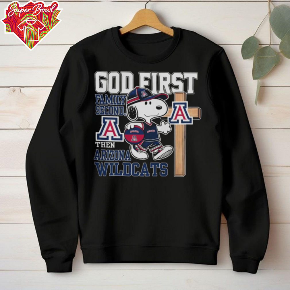 Snoopy God First, Family Second, Then Arizona Wildcats Sweatshirt Hoodie Snoopy God First, Family Second, Then Arizona Wildcats Sweatshirt Hoodie