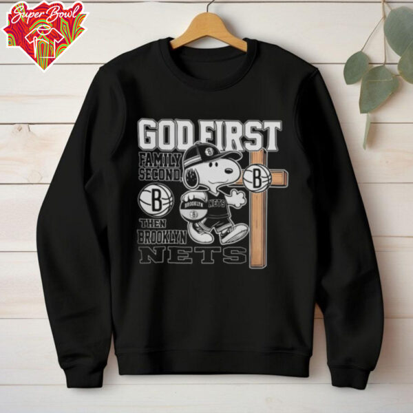 Snoopy God First, Family Second, Then Brooklyn Nets T Shirt