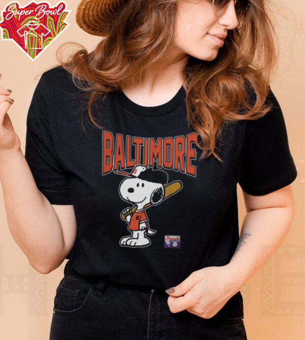 Snoopy Peanuts Ripple Junction Baltimore Baseball T Shirt